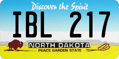 ND license plate IBL217