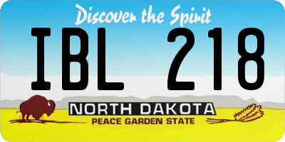 ND license plate IBL218