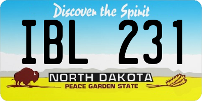 ND license plate IBL231