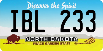 ND license plate IBL233
