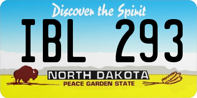 ND license plate IBL293