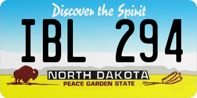 ND license plate IBL294
