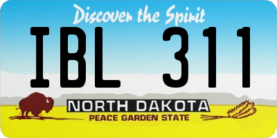 ND license plate IBL311