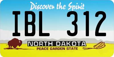 ND license plate IBL312
