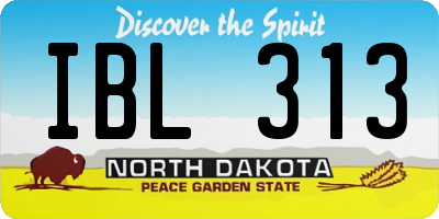 ND license plate IBL313
