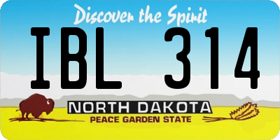 ND license plate IBL314