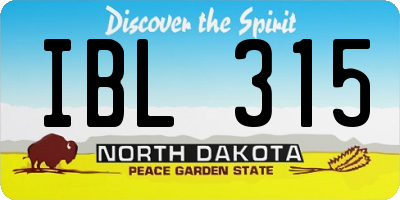 ND license plate IBL315