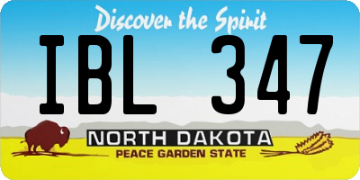 ND license plate IBL347