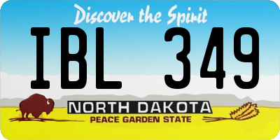 ND license plate IBL349