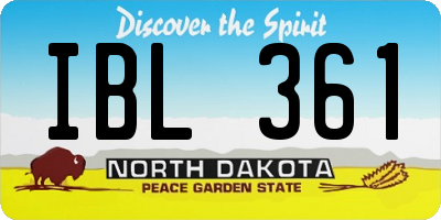 ND license plate IBL361