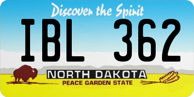 ND license plate IBL362