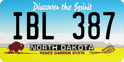 ND license plate IBL387
