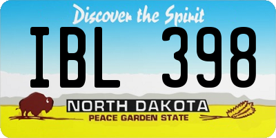ND license plate IBL398
