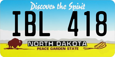 ND license plate IBL418