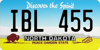 ND license plate IBL455