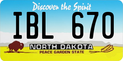 ND license plate IBL670