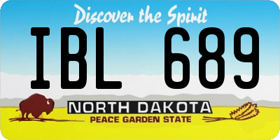 ND license plate IBL689