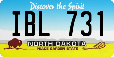 ND license plate IBL731