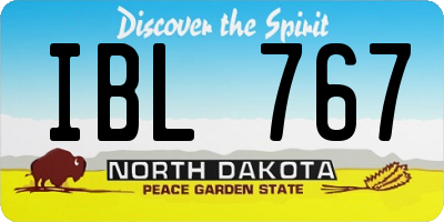 ND license plate IBL767
