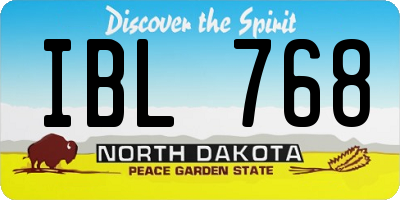 ND license plate IBL768