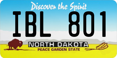 ND license plate IBL801