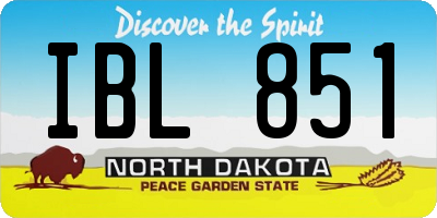 ND license plate IBL851