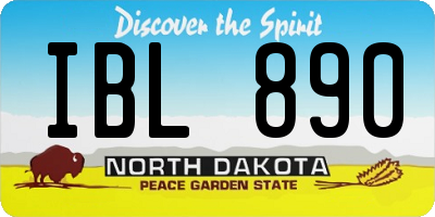 ND license plate IBL890