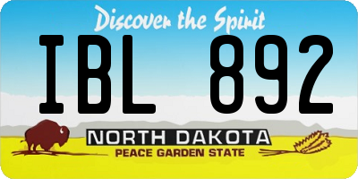 ND license plate IBL892