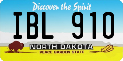 ND license plate IBL910