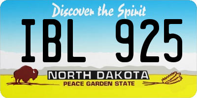ND license plate IBL925