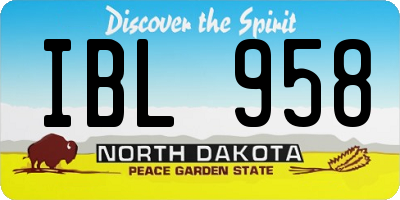 ND license plate IBL958
