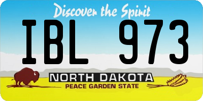 ND license plate IBL973