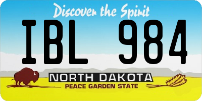 ND license plate IBL984