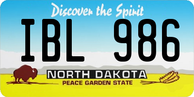 ND license plate IBL986