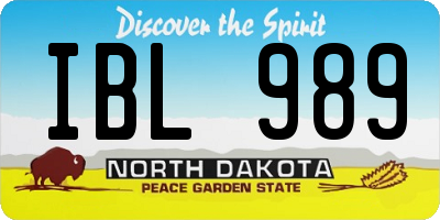 ND license plate IBL989