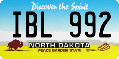 ND license plate IBL992