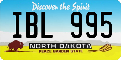 ND license plate IBL995