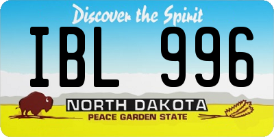 ND license plate IBL996