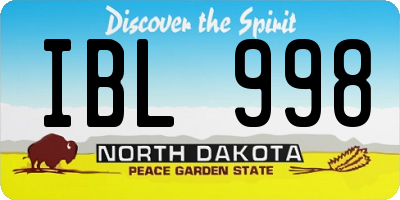 ND license plate IBL998