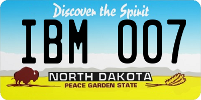 ND license plate IBM007