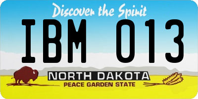 ND license plate IBM013