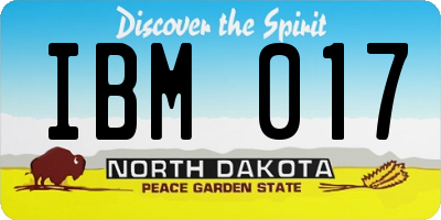 ND license plate IBM017