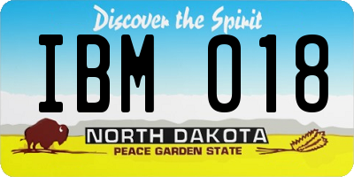 ND license plate IBM018