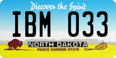 ND license plate IBM033