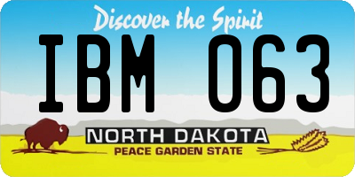 ND license plate IBM063