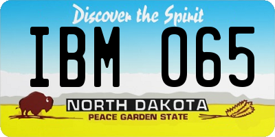 ND license plate IBM065