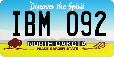 ND license plate IBM092
