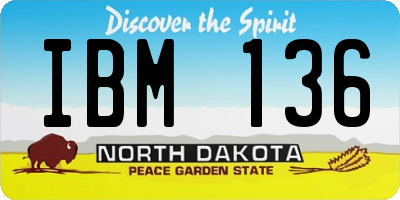 ND license plate IBM136