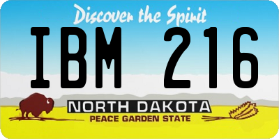 ND license plate IBM216