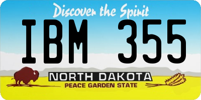 ND license plate IBM355